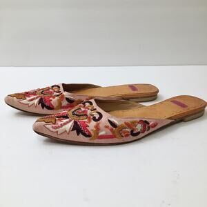 Pedder Embroidered Beaded Slip On Pointed Toe Flats 35